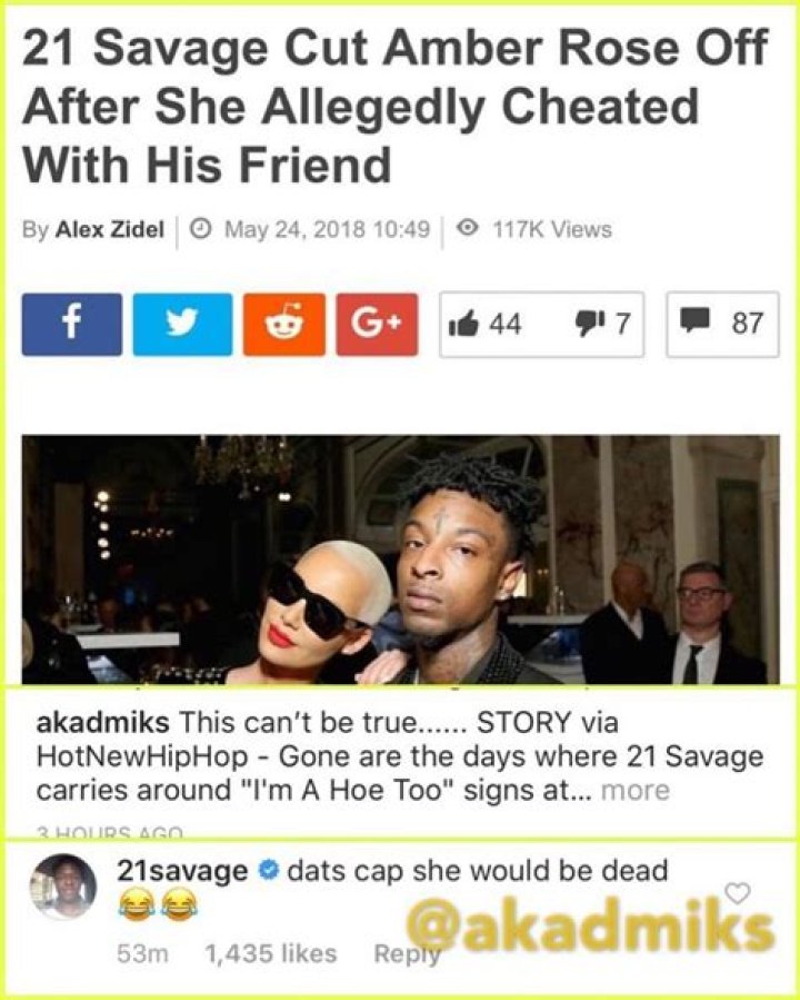 21 Savage Responds To Amber Rose Cheating Rumors: 