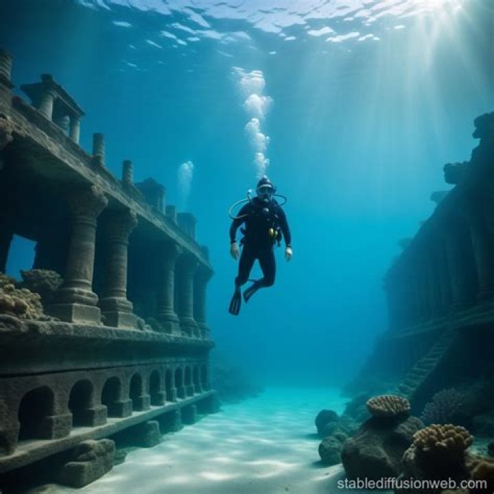 Diver In Sunken City Of Thonis Heralceion