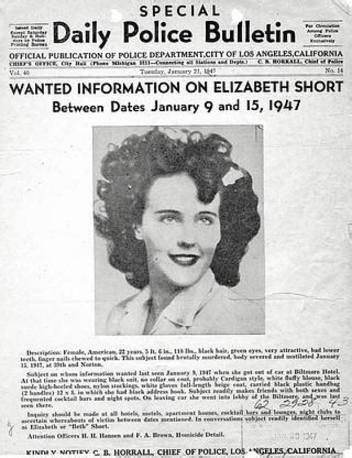 Elizabeth Short Police Bulletin