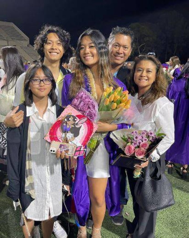 Kieran Tamondong with his mother father and sisters