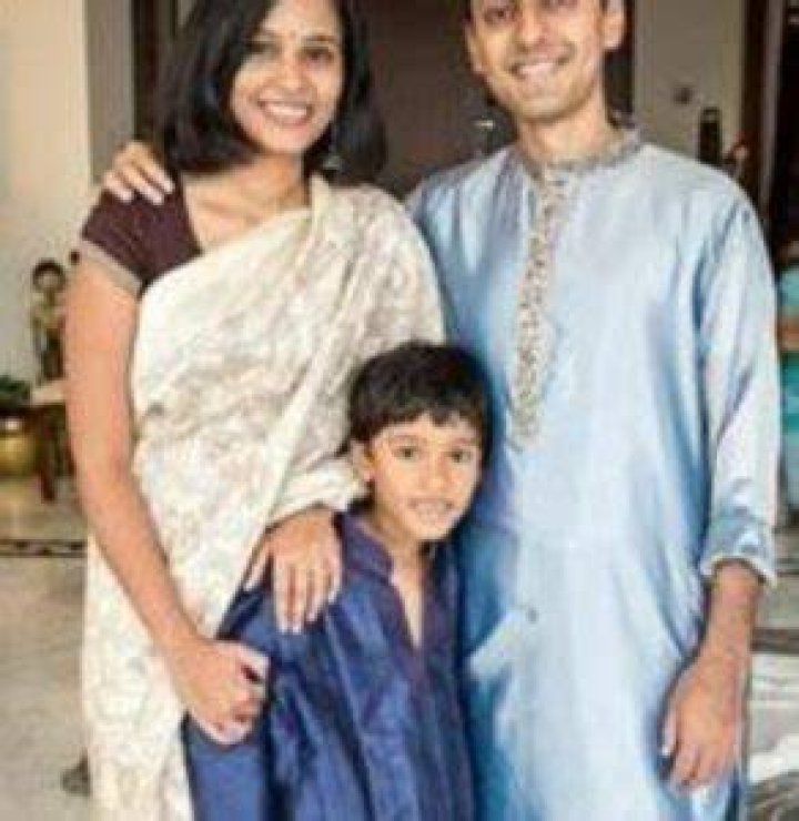 Sandhya Devanathan with her husband and son